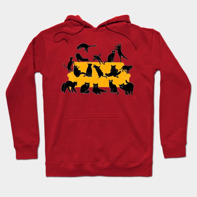 Cute Black Cats on the Couch Hoodie by DrawingEggen